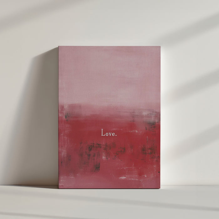 Modern pink gradient canvas with painterly brush strokes and love in the middle