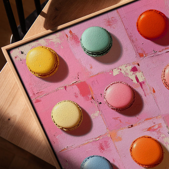 Macarons pastel tableau décoratif pour cuisine moderne