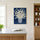 Tableau fleurs marguerites blanches vase pointilliste fond bleu marine décoration salon contemporain