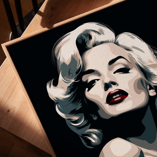 Portrait femme glamour noir et blanc tableau pour salon chêne-doré
