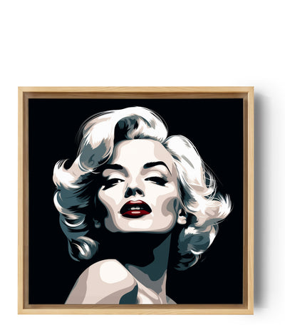 Schattiertes Porträt von Marilyn Monroe, rote Lippen für eine schicke Dekoration