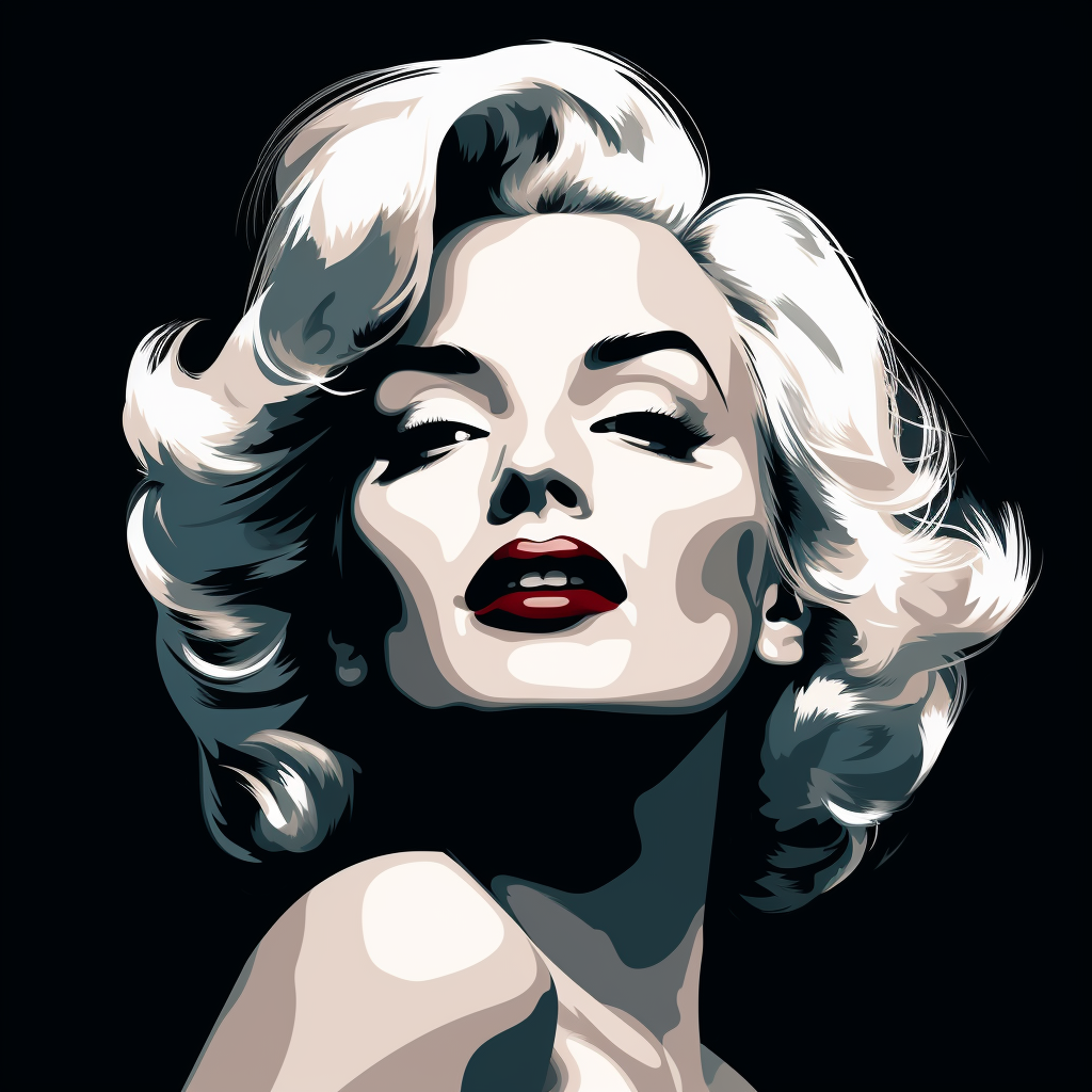 Portrait ombragé de Marilyn Monroe, levres rouges pour une décoration chic