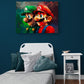 Illustration vive de Mario et Luigi au-dessus d'un lit dans une chambre d'enfant