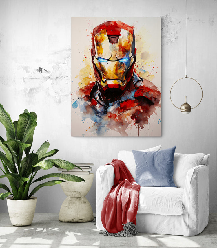 Toile Iron Man Marvel, décoration murale colorée.