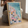 Tableau mer plage parasols colorés style impressionniste décoration salon moderne bois chaleureux