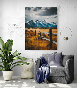 a stunning mountain landscape canvas creates the illusion of a window to the outside world