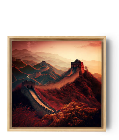 paisaje foto de la Gran Muralla China en otoño, matiz de rojo