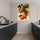 Tableau mural d'oranges sur fond beige, style illustratif, pour une cuisine moderne et épurée