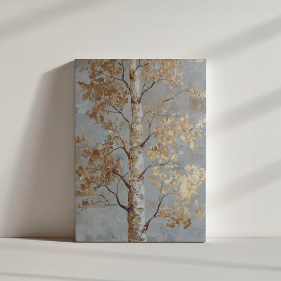 Birch tree fall foliage canvas for living room or bedroom wall decor, calming nature art