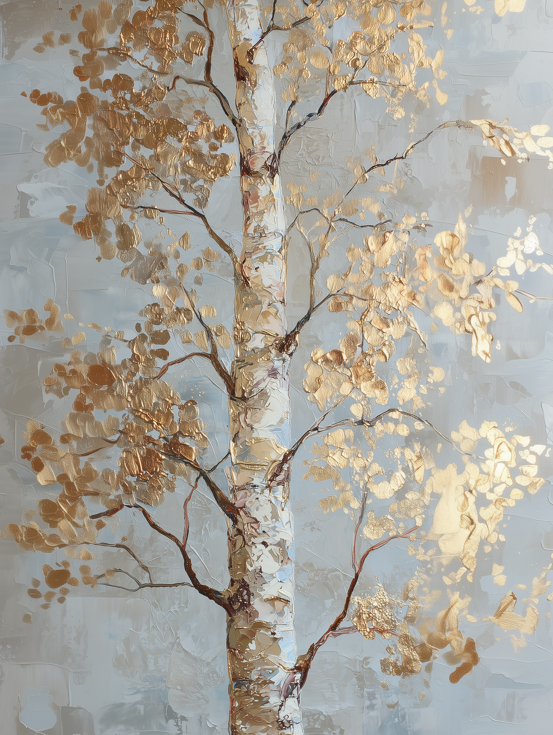 Autumn Birch Tree Canvas Wall Art – Golden Light & Serene Nature
