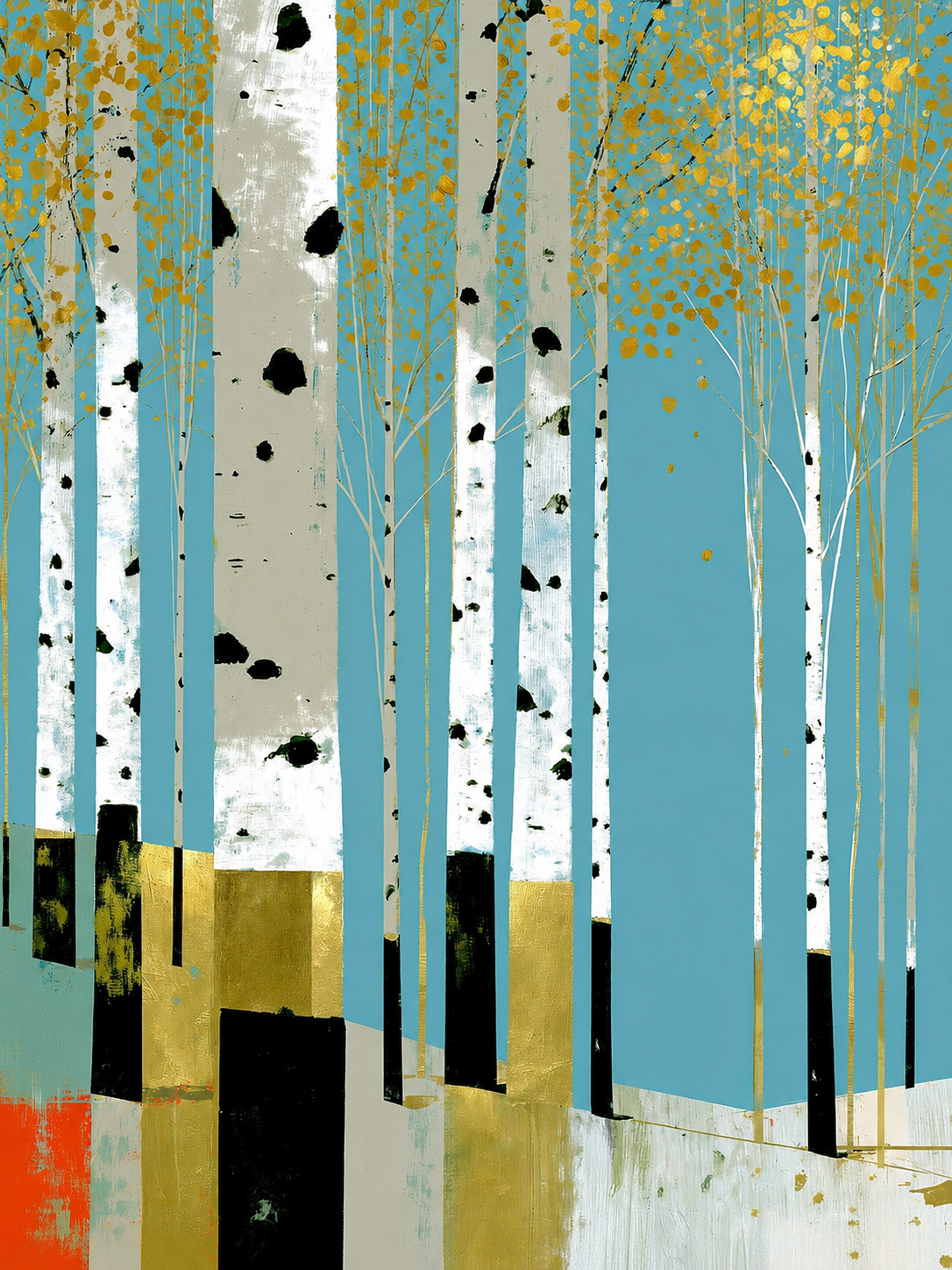 Birch Forest Canvas Print – Golden Autumn Light & Serenity
