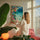 Tableau nénuphars colorés eau turquoise peinture couteau impressionniste décoration salon moderne