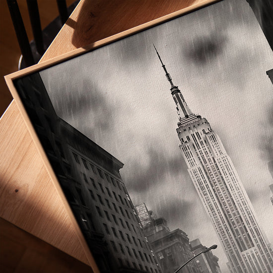 Black and white Empire State Building wall art - ideal for Scandinavian minimalist office decor