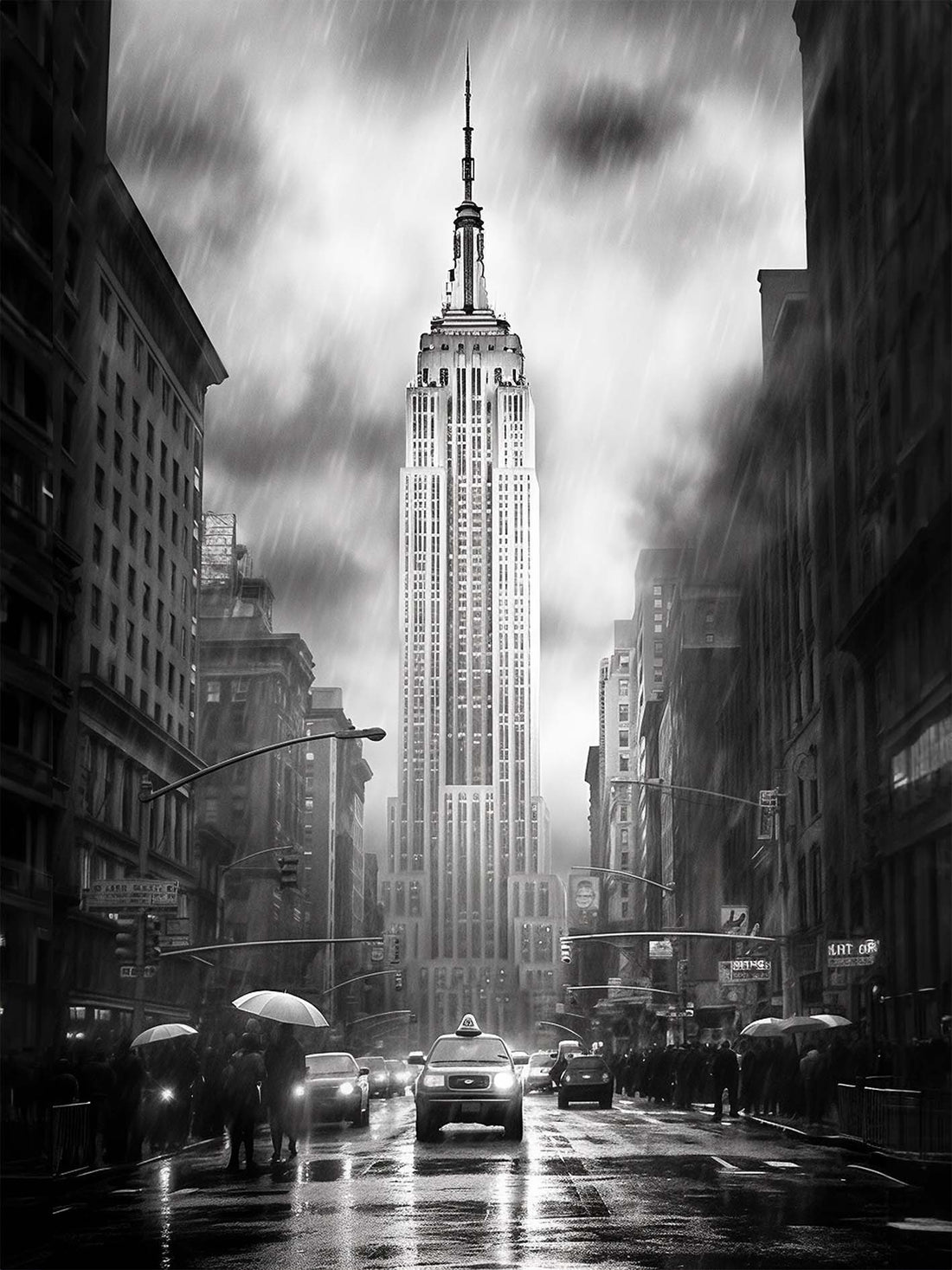 Large New York City Wall Art - Black & White Urban Cityscape