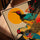 Tableau oiseaux japonais soleil levant pour bureau scandinave