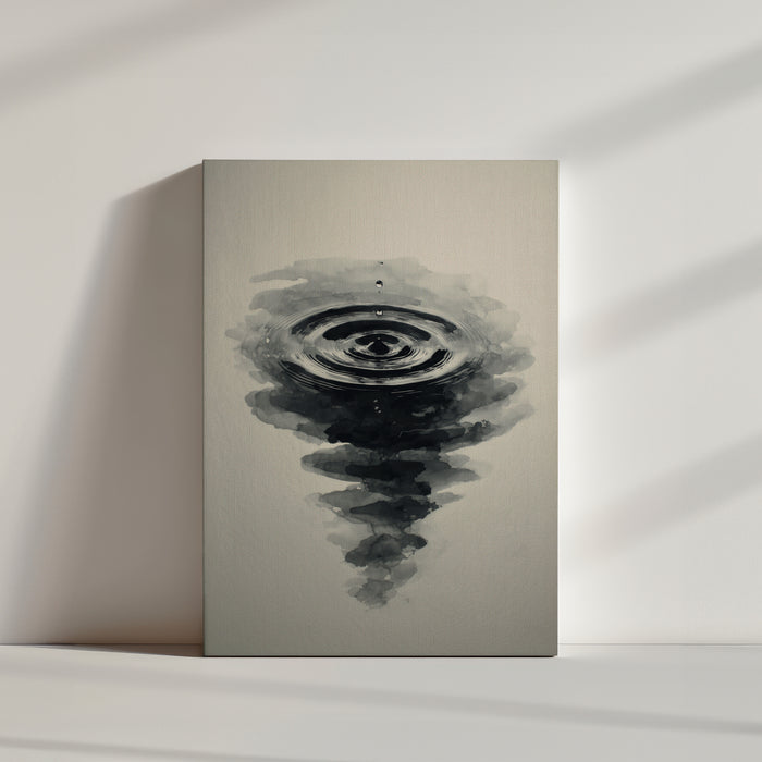 Minimalist black and white watercolor ripple wall art with a calming zen vibe