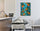 Colorful oranges painting on a vibrant blue background, Mediterranean kitchen wall decor