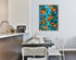 Colorful citrus wall art on a vibrant blue background, a Mediterranean touch for modern kitchen decor