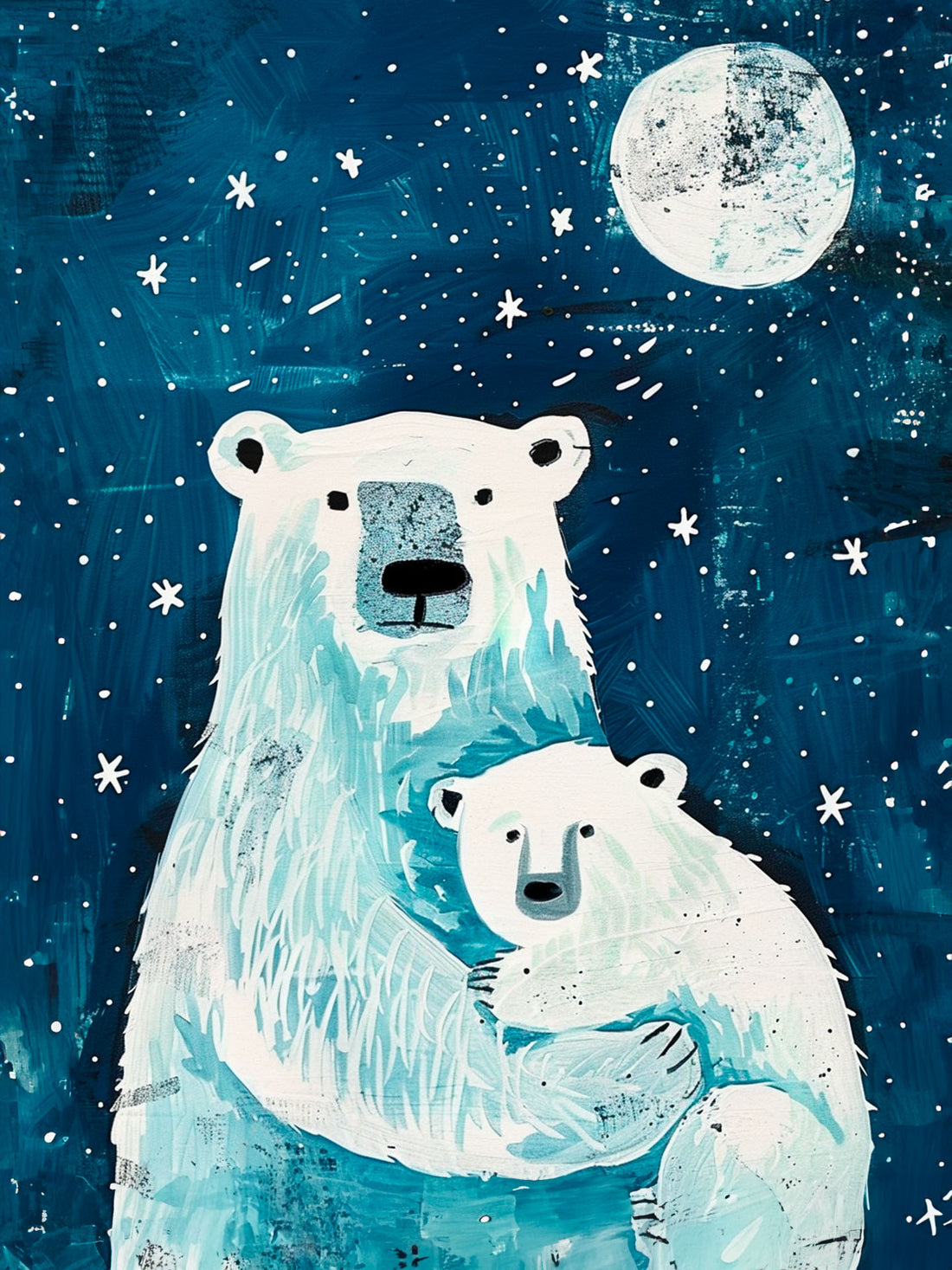 Polar Bear Canvas Wall Art - Night Magic
