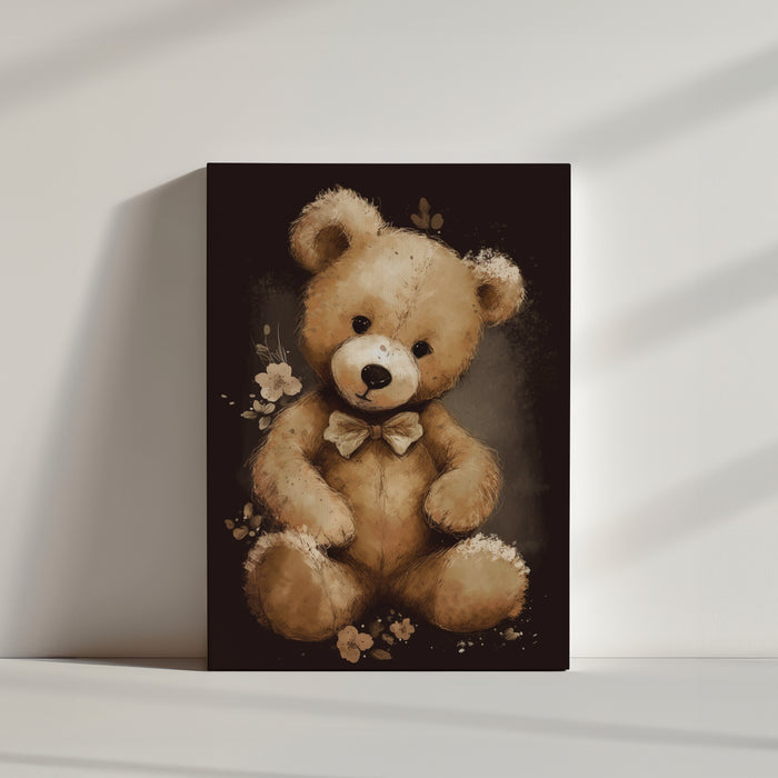 Cozy teddy bear illustration nursery poster