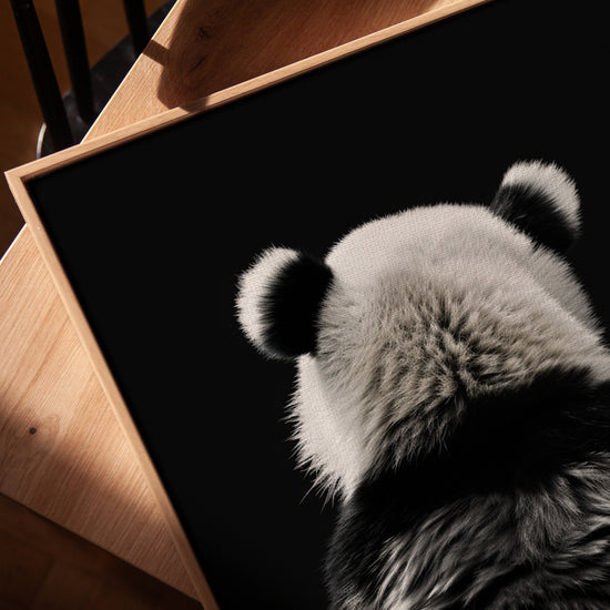 Black and white panda silhouette canvas for minimalist living room decor