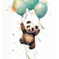 Illustration charmante d'un panda  sur un tableau aux tonalités bleu pastel