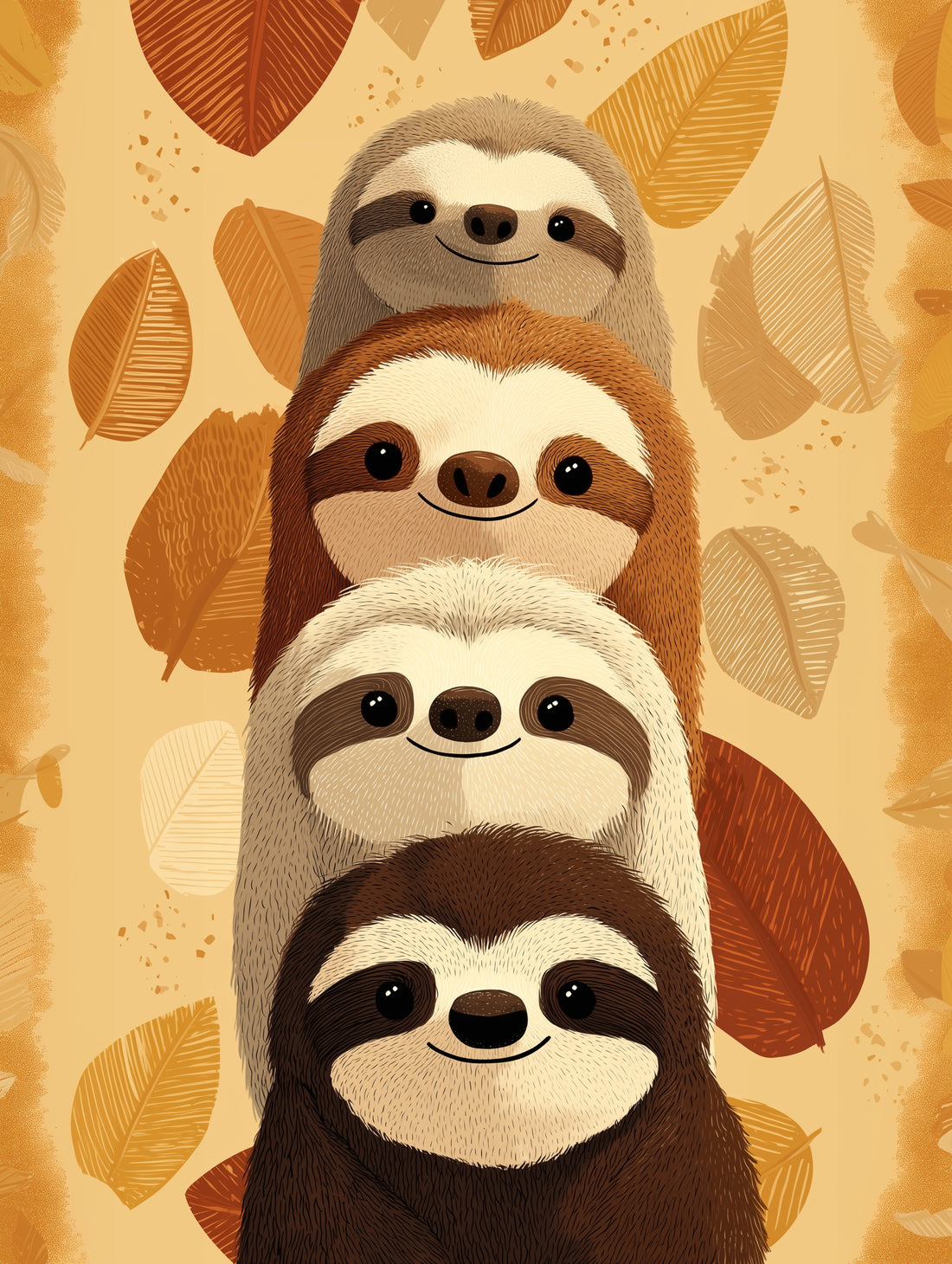 Tableau Paresseux d’automne - Quatuor joyeux