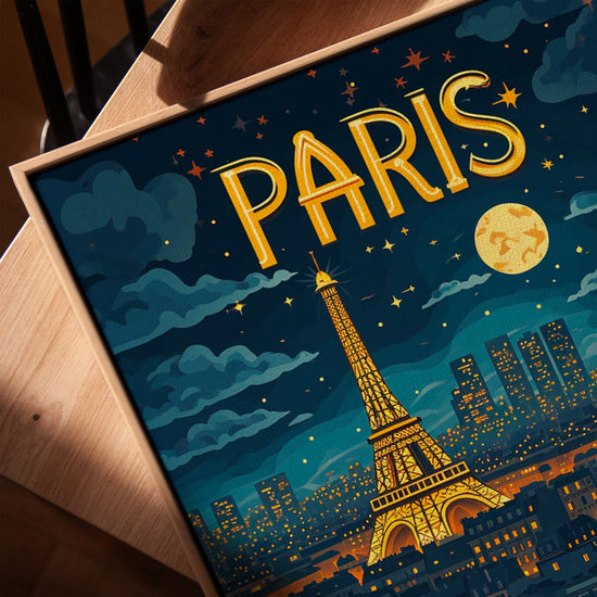 Eiffel Tower Night Wall Art – Paris Print for Scandinavian Office Decor