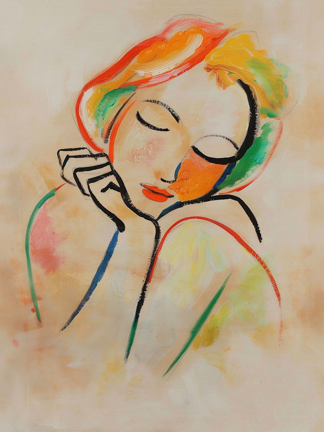 Tableau Portrait féminin - Douceur pastel