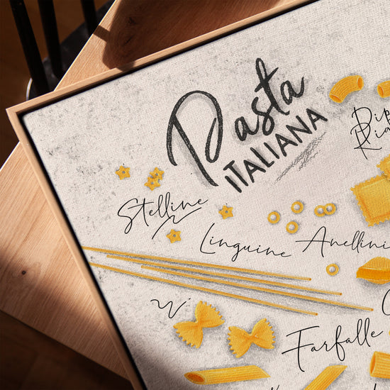 Tableau illustration pâtes italiennes pour cuisine minimaliste
