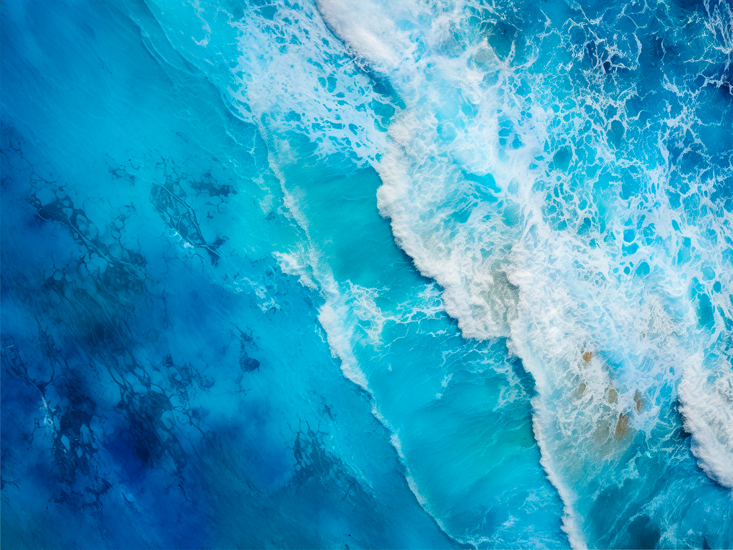 photographie d'une mer bleue agité