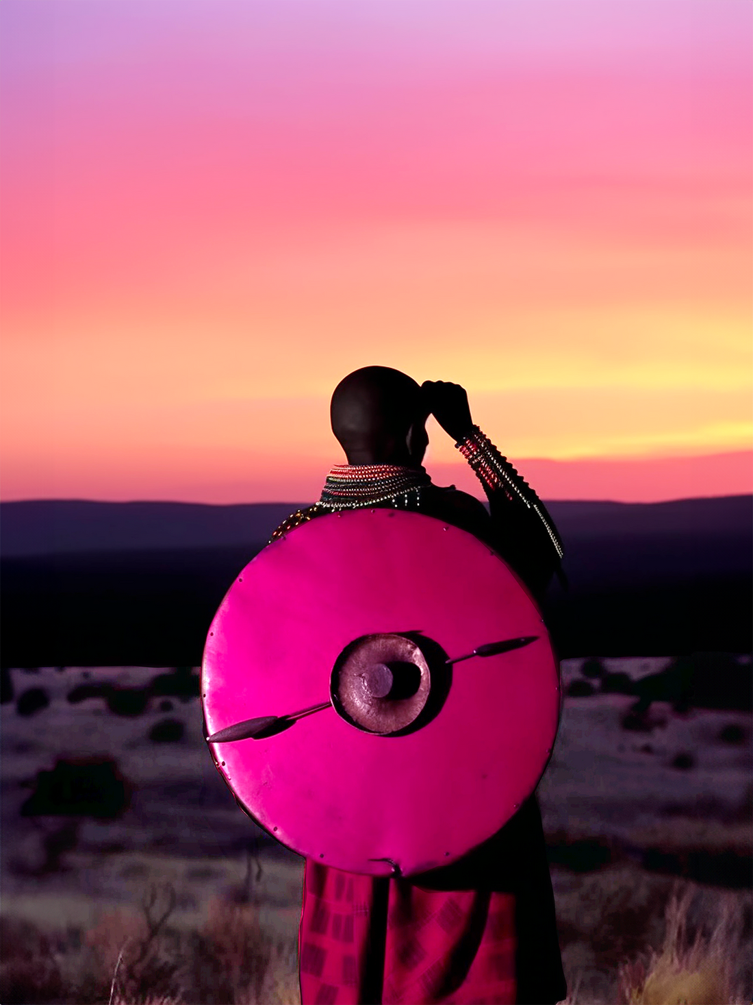 Modern African Warrior Canvas Wall Art – Sunset