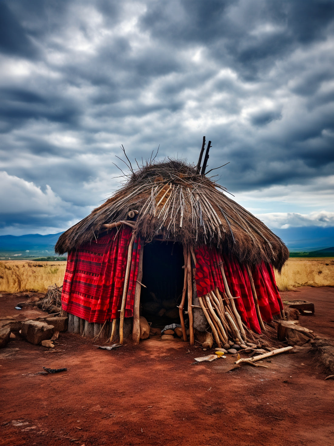 Tableau Hutte africaine - Charme rustique