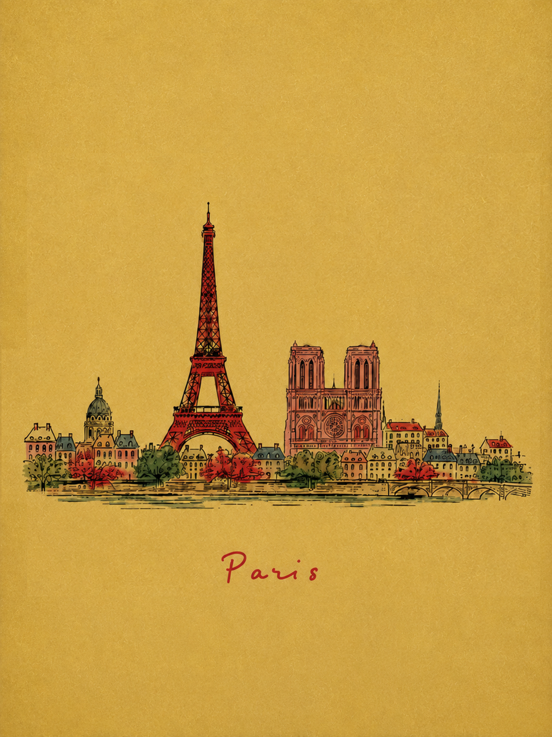 Tableau sur toile Paris - Lumière dorée crépusculaire et monuments emblématiques