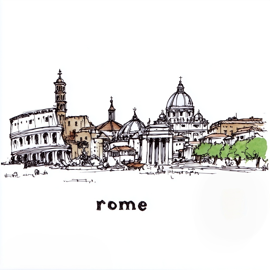 Rome Colosseum Canvas Print – Soft Watercolor Wall Art