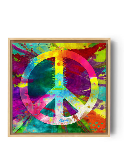 Buntes Hippie-Symbol Peace and Love Wandbild