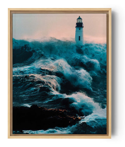 Lighthouse in a storm, wild nature beauty coastal wall art