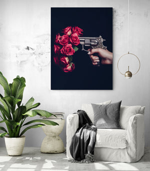 "Revolver Canvas" enhancing a cozy living room with a reading nook, highlighting the white armchair.