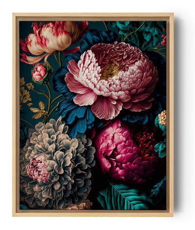 Dramatic Baroque Style Peony Wall Art Canvas