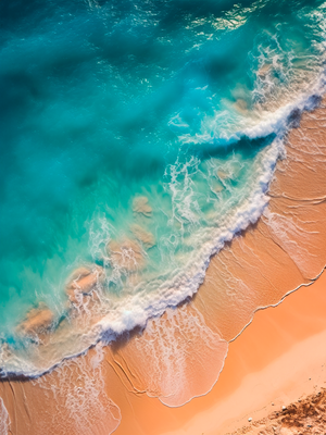 Illustration of beach tranquility, wall art enhancing natural beauty