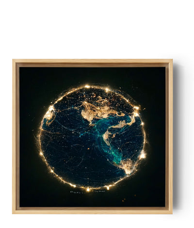 Planet Earth at night with city lights from space showing human activity