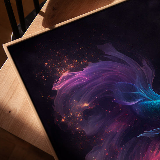 Starry betta fish wall art for a minimalist office