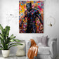 Une explosion de couleurs avec une toile Black Panther, apportant de la vie à un salon épuré