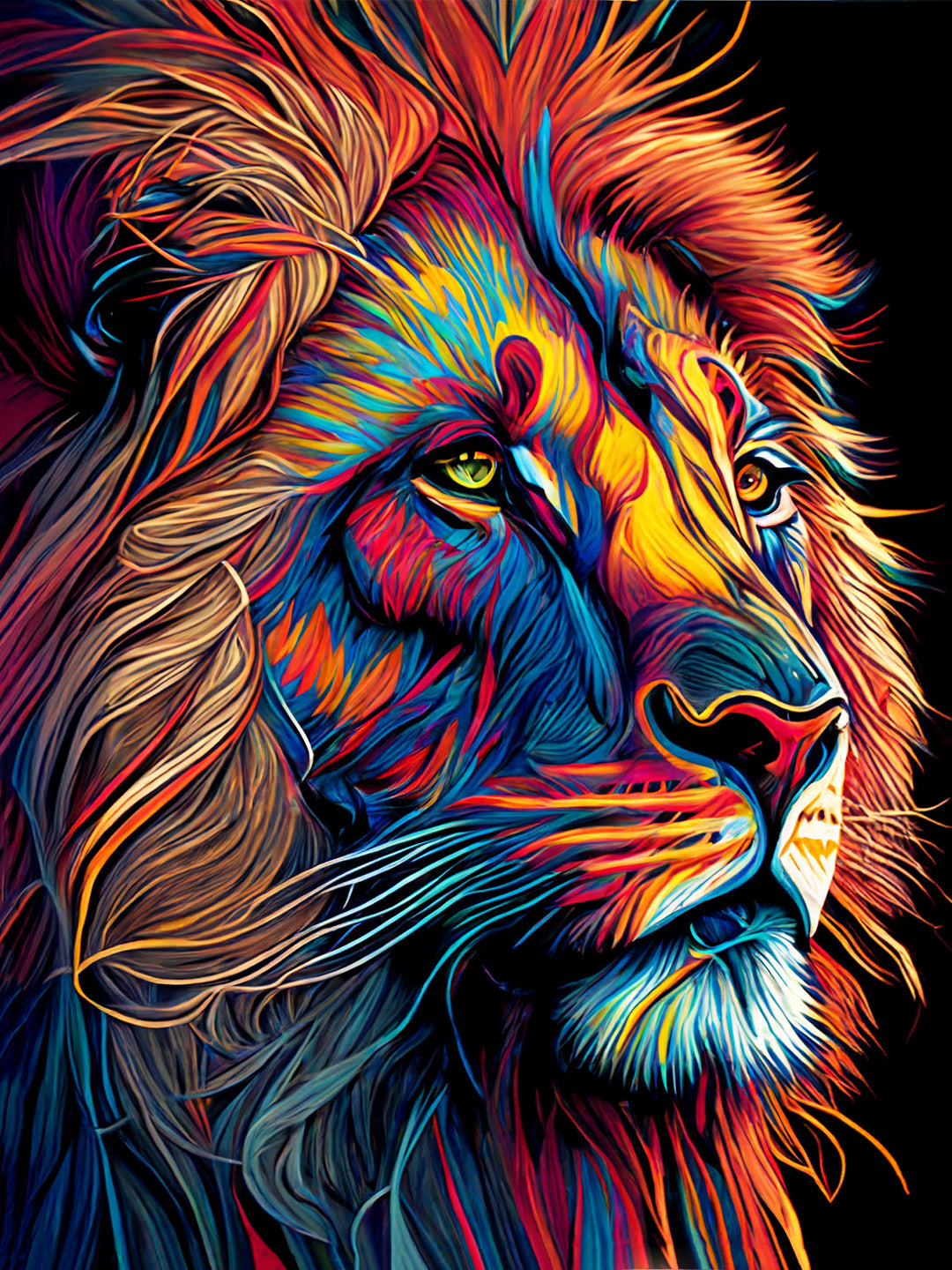 Pop Art Lion Canvas Wall Art - Intense Power