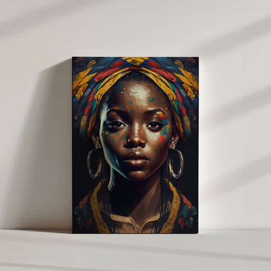 Tableau pop art, portrait de la beauté de la femme noire