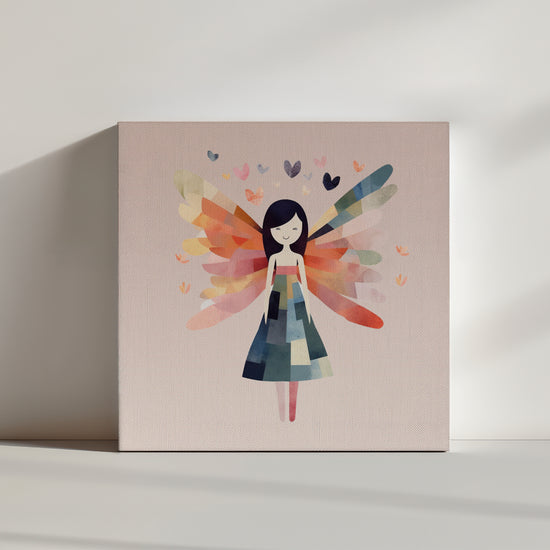 Girls' room poster with a little fairy on a pink background