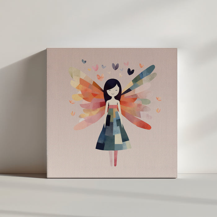 Girls' room poster with a little fairy on a pink background
