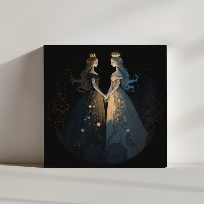 Girls bedroom queen poster print with the Day and Night Queens in harmony