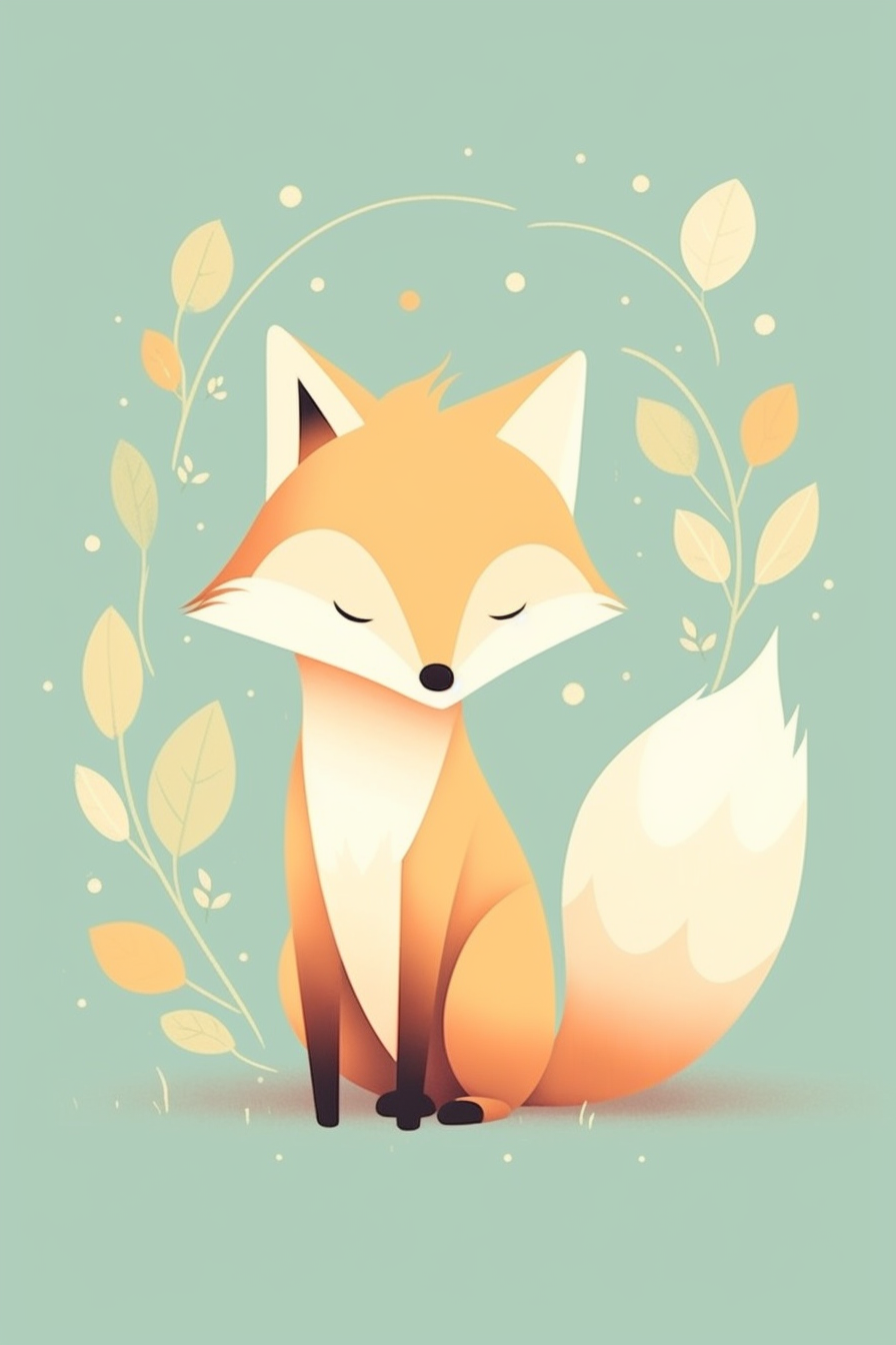 Little Fox Pastel Nursery Wall Art Print – Woodland Baby Room Decor