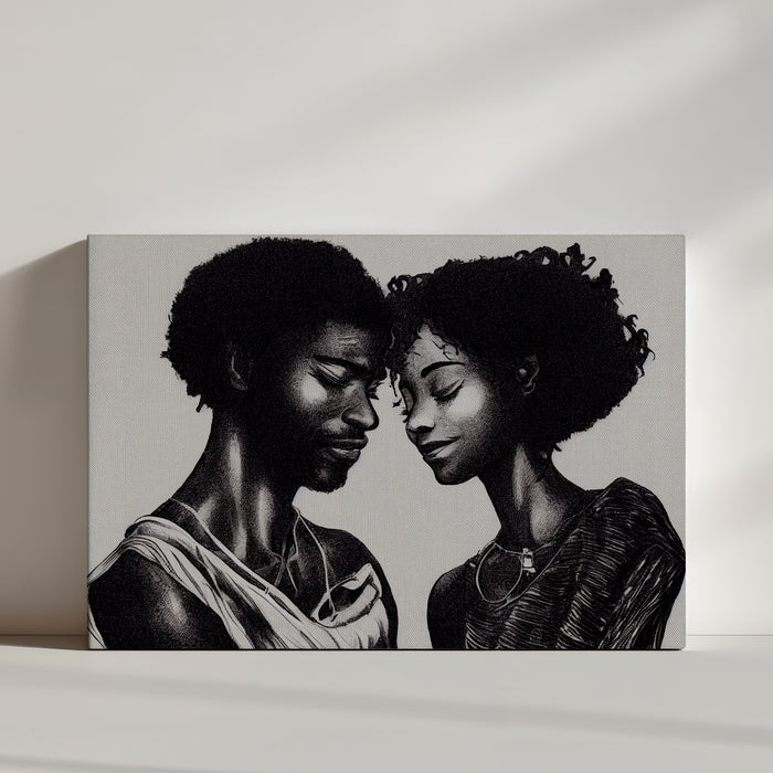 Romantic Black couple meeting wall art print